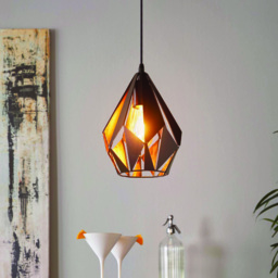 EGLO Carlton 1 Black LED Metal Pendant Light - Size: 110 x 21 x 110cm - Wilko - thumbnail 3