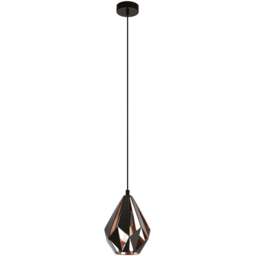 EGLO Carlton 1 Black LED Metal Pendant Light - Size: 110 x 21 x 110cm - Wilko