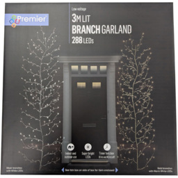 Samuel Alexander 288 Warm White LED Lit Gold Branch Garland Light 3m - Size: 300 x 270 x 25cm - Wilko - thumbnail 3