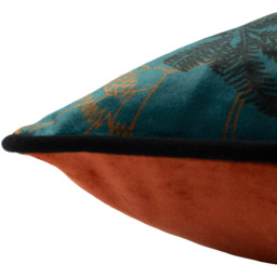 Paoletti Teal Tropical Cheetah Velvet Touch Piped Cushion - Size: 45 x 45 cm - Multi - Wilko - thumbnail 5
