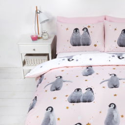 Rapport Home Starry Penguins Double Pink Duvet Set - Wilko - thumbnail 3