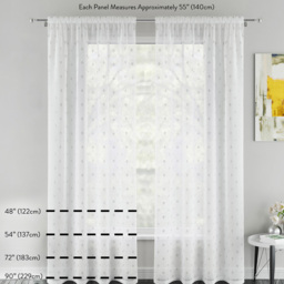 Tyrone Textiles Willow Blue Leaf Print Linen Look Rod Pocket Voile Panel Curtains 140 x 137cm - Size: W 140 x D 137cm - Wilko - thumbnail 5