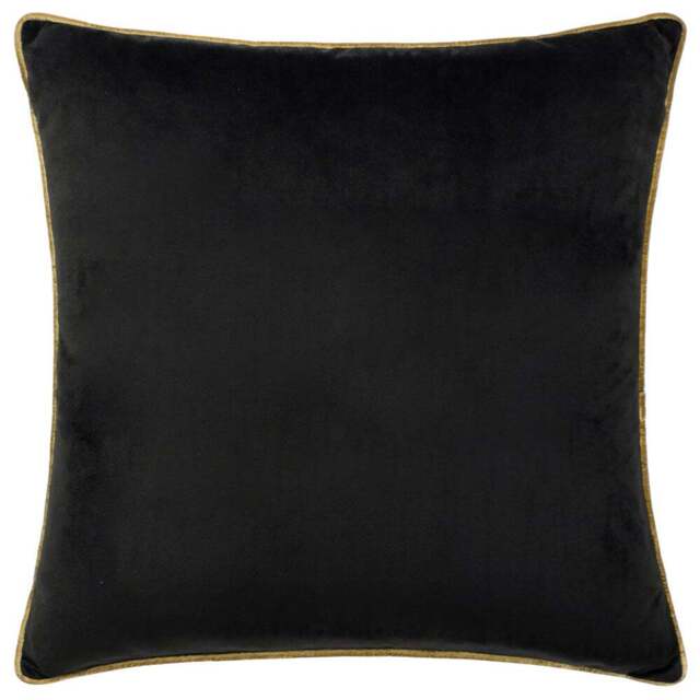 Paoletti Meridian Black Gold Velvet Cushion - Size: 55 x 55 cm - Multi - Wilko - image 1