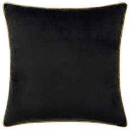 Paoletti Meridian Black Gold Velvet Cushion - Size: 55 x 55 cm - Multi - Wilko