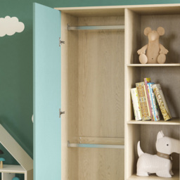 Junior Vida Neptune Single Door Blue and Oak Wardrobe - Wilko - thumbnail 5