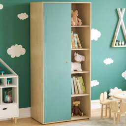 Junior Vida Neptune Single Door Blue and Oak Wardrobe - Wilko