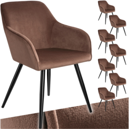 tectake Marilyn Set of 8 Brown and Black Velvet Look Padded Dining Chairs - Wilko - thumbnail 3