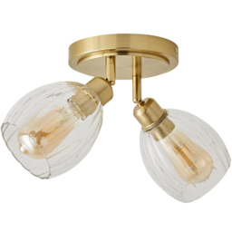 ValueLights Cheltenham Ribbed Shades 2 Way Brushed Gold Adjustable Ceiling Spotlight with Bulbs - Size: 26 x 50.5 x 18cm - Wilko