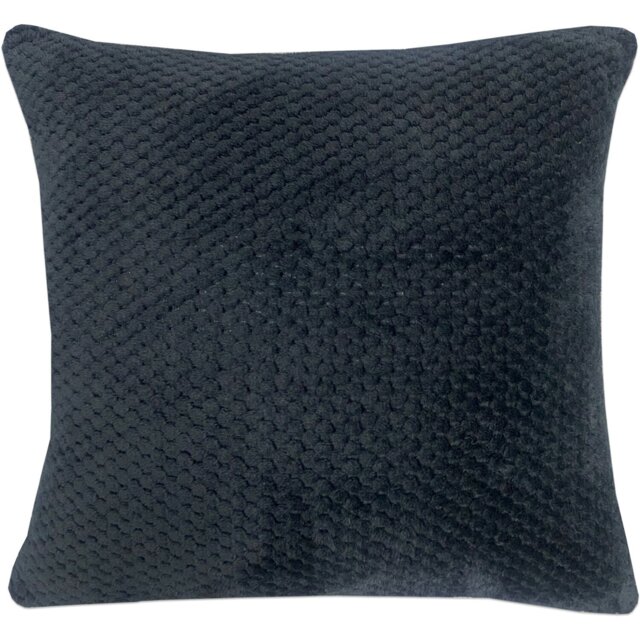 Jumbo Fleece Textured Cushion Black - My Home - Wilko - image 1