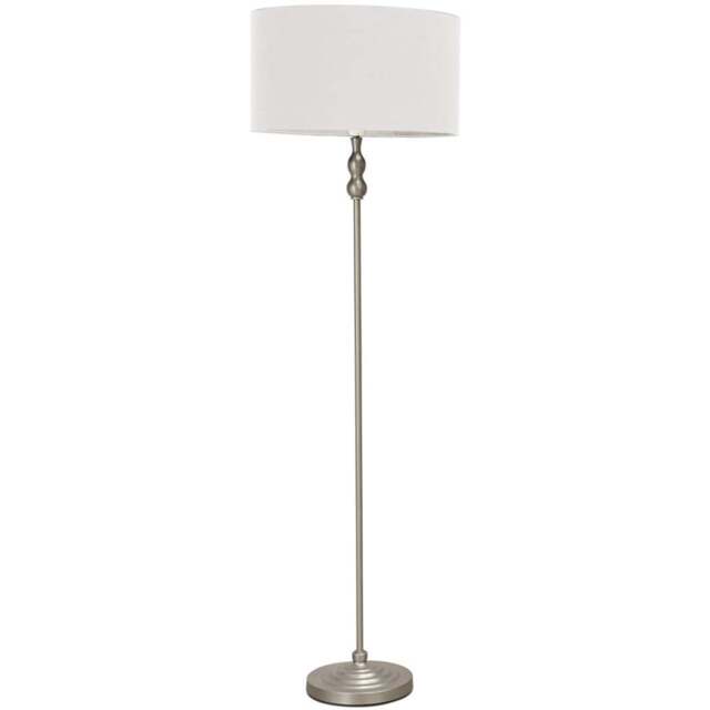 ValueLights Maggie Grey Shade Brushed Chrome Candlestick LED Floor Lamp - Silver - Wilko - image 1