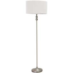 ValueLights Maggie Grey Shade Brushed Chrome Candlestick LED Floor Lamp - Silver - Wilko