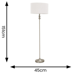 ValueLights Maggie Grey Shade Brushed Chrome Candlestick LED Floor Lamp - Silver - Wilko - thumbnail 5
