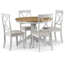 Julian Bowen Davenport 4 Seater Round Pedestal Dining Table Oak and Elephant Grey - Wilko - thumbnail 4