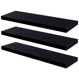 Harbour Housewares 100cm 3 Pack Black Floating Wall Shelf - Size: 0.38 x 2.35 x 10cm - Wilko - thumbnail 3
