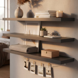 Harbour Housewares 100cm 3 Pack Black Floating Wall Shelf - Size: 0.38 x 2.35 x 10cm - Wilko - thumbnail 1