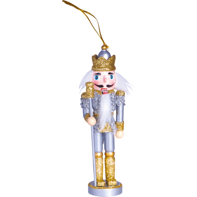 St Helens Gold and Silver Nutcracker with Crown - Size: 150 x 40 x 30cm - Wilko - image 1