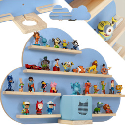 Tectake 7 Shelf Cloud Design Magnetic Strips Wall Shelf with integrated cable - Size: 50 x 76 x 15.5cm - Blue - Wilko - thumbnail 3