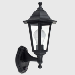 ValueLights Mayfair Set of 2 Black Warm White Bulb PIR Wall Lanterns - Size: 35 x 20 x 22.5cm - Wilko - thumbnail 5