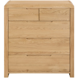 Julian Bowen Curve 5 Drawer Oak Chest of Drawers - Wood - Wilko - thumbnail 4