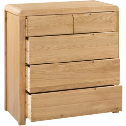 Julian Bowen Curve 5 Drawer Oak Chest of Drawers - Wood - Wilko - thumbnail 5