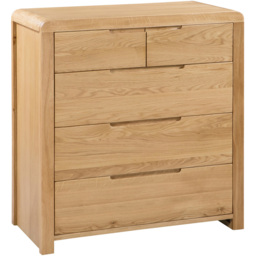 Julian Bowen Curve 5 Drawer Oak Chest of Drawers - Wood - Wilko - thumbnail 3