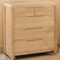 Julian Bowen Curve 5 Drawer Oak Chest of Drawers - Wood - Wilko - thumbnail 1