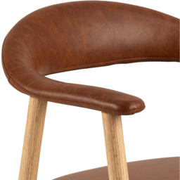 Florence Addi Set of 2 Brandy Faux Leather Retro Dining Chair with Armrest - Brown - Furniture To Go - Wilko - thumbnail 7