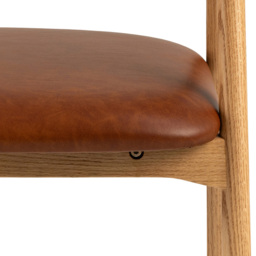 Florence Addi Set of 2 Brandy Faux Leather Retro Dining Chair with Armrest - Brown - Furniture To Go - Wilko - thumbnail 6