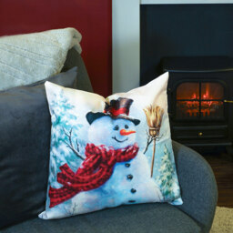 Xmas Haus Snowman with Brush Christmas-Themed Cushion 45 x 45cm - Multi - Wilko - thumbnail 3