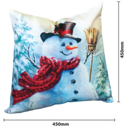 Xmas Haus Snowman with Brush Christmas-Themed Cushion 45 x 45cm - Multi - Wilko - thumbnail 4