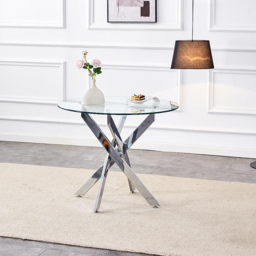 Kosy Koala Glass Round Dining Table with Chrome Legs - Size: 4 Seater - Multi - Wilko - thumbnail 4