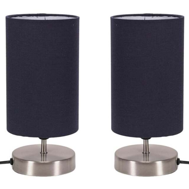 ValueLights Francis Navy Shade Gold Touch Table Lamp and Bulb 2 Pack - Size: 24.5 x 12 x 12cm - Blue - Wilko - image 1
