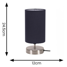 ValueLights Francis Navy Shade Gold Touch Table Lamp and Bulb 2 Pack - Size: 24.5 x 12 x 12cm - Blue - Wilko - thumbnail 6