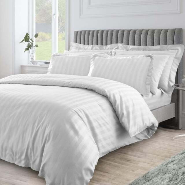 Velosso Hilton Single White Stripe Duvet Set - Wilko - image 1