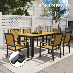 Outsunny 6 Seater Natural Garden Dining Set - Yellow - Wilko - thumbnail 5