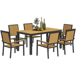 Outsunny 6 Seater Natural Garden Dining Set - Yellow - Wilko - thumbnail 3