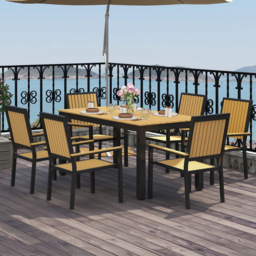 Outsunny 6 Seater Natural Garden Dining Set - Yellow - Wilko - thumbnail 1
