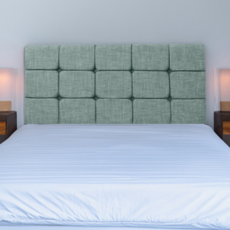 Bedmaster Small Double Duck Egg Linen Pearl Squared Headboard - Blue - Wilko - thumbnail 1
