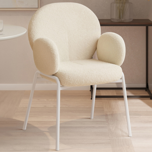 tectake Set of 6 Cream Boucle Padded Dining Chair - Wilko - image 1