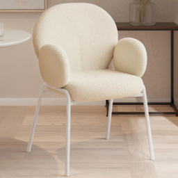 tectake Set of 6 Cream Boucle Padded Dining Chair - Wilko