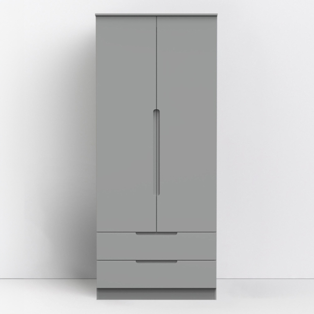 Crowndale Milan 2 Door 2 Drawer Dusk Grey Tall Double Wardrobe - Size: 2 Door, 2 Drawer - Wilko - image 1