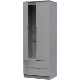 Crowndale Milan 2 Door 2 Drawer Dusk Grey Tall Double Wardrobe - Size: 2 Door, 2 Drawer - Wilko - thumbnail 7