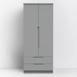 Crowndale Milan 2 Door 2 Drawer Dusk Grey Tall Double Wardrobe - Size: 2 Door, 2 Drawer - Wilko - thumbnail 1
