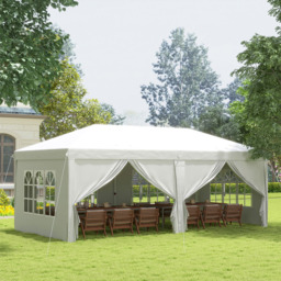 Outsunny 3 x 6m Silver Pop Up Gazebo with Sides - White - Wilko