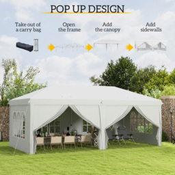 Outsunny 3 x 6m Silver Pop Up Gazebo with Sides - White - Wilko - thumbnail 5