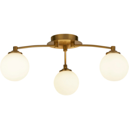 Lighting Collection 3 Light Opal and Brass Ceiling Light - Size: 17.5 x 50 x 50cm - Gold - Wilko - thumbnail 4