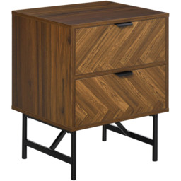 Portland 2 Drawer Walnut Brown Bedside Table - Wood - Wilko - thumbnail 3
