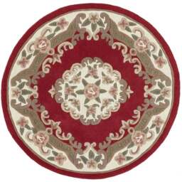 Origins Shensi Wine Wool Round Rug 120cm - Size: 120 x 120cm - Red - Origins Rugs - Wilko - thumbnail 1