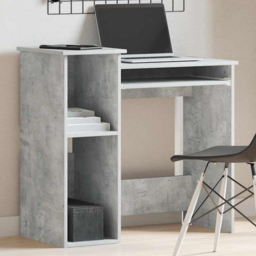 vidaXL 3 Shelf Computer Desk with Keyboard Tray Grey Sonoma - Size: 78 x 84 x 40cm - Wilko