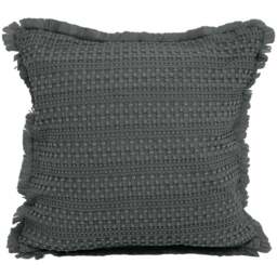 Velosso Waffle Fringed Charcoal Filled Cushion 43 x 43cm 2 Pack - Grey - Wilko